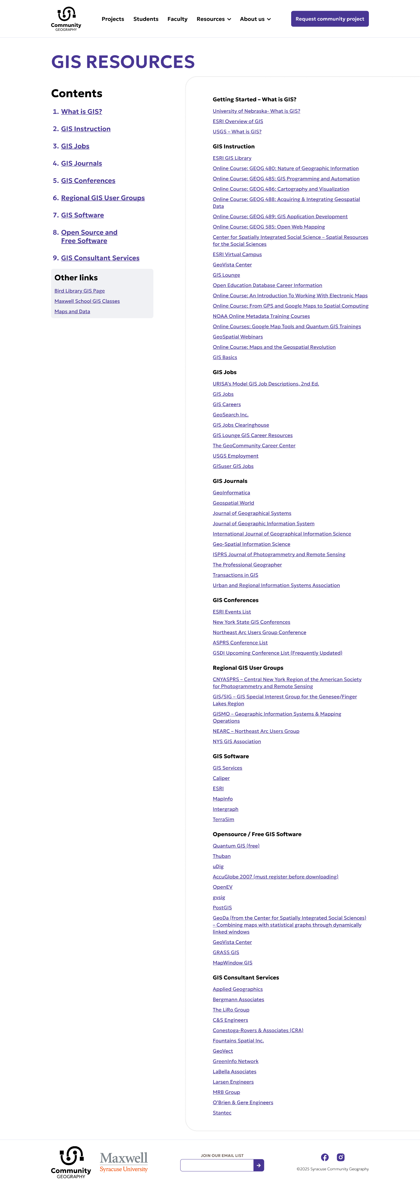 GIS resources page